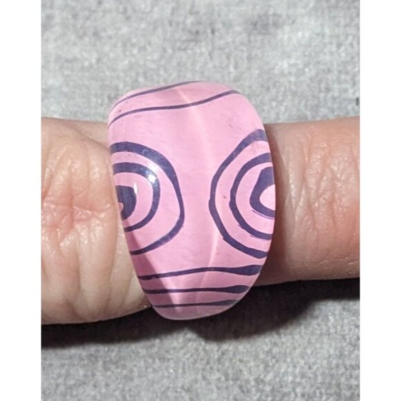 Bubblegum Pink And Purple Abstract Swirl Retro Chunky Ring Size 7 - Picture 11 of 13